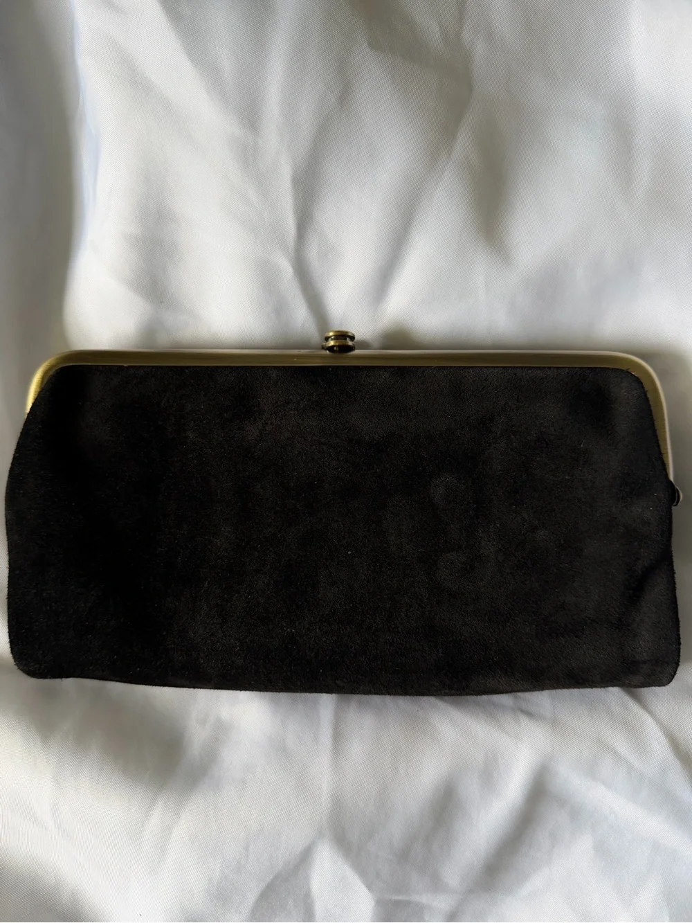 HOBO Lauren clutch wallet black suede and gold studs